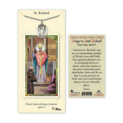 St. Richard Pewter Medal and Holy Prayer Card Gift Set, Bliss Manufacturing