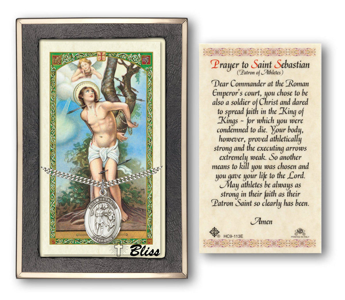 Bliss St Sebastian Medal and Prayer Holy Card Gift Set