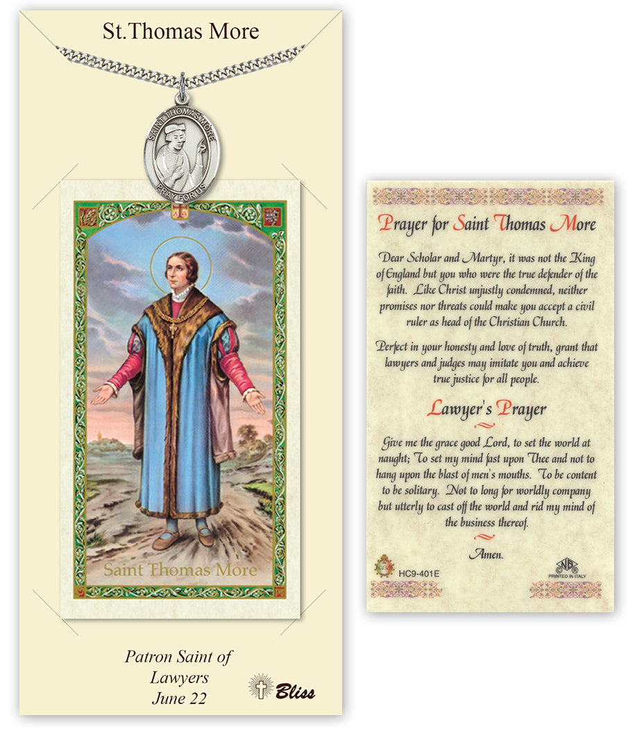 Bliss St Thomas More Medal and Prayer Holy Card Gift Set