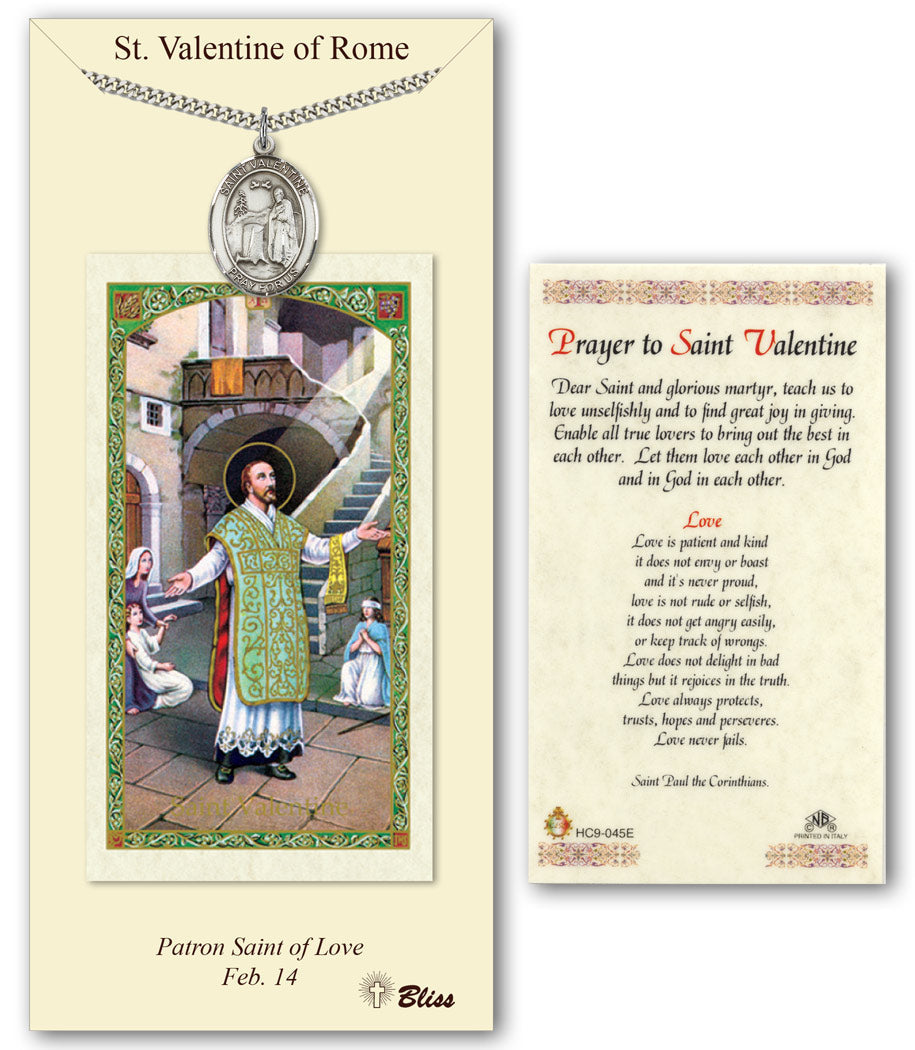 Bliss St Valentine of Rome Medal and Prayer Holy Card Gift Set