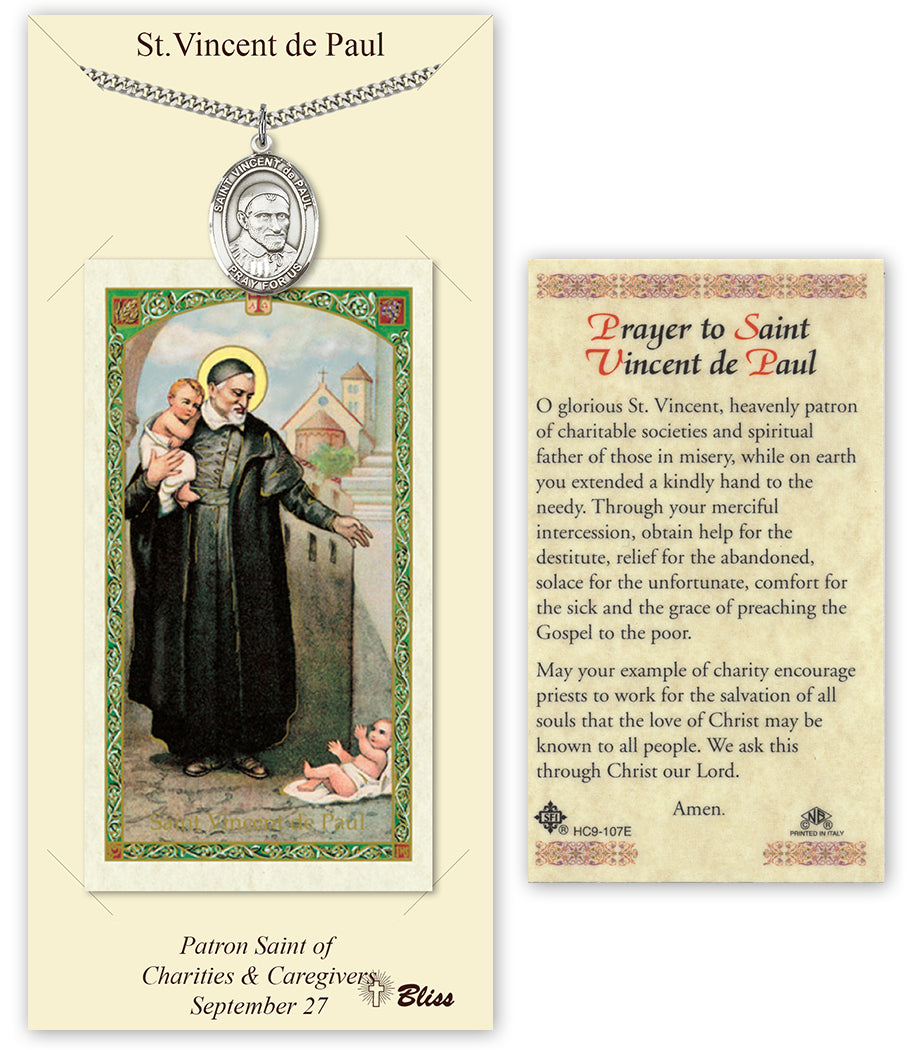 Bliss St Vincent de Paul Medal and Prayer Holy Card Gift Set