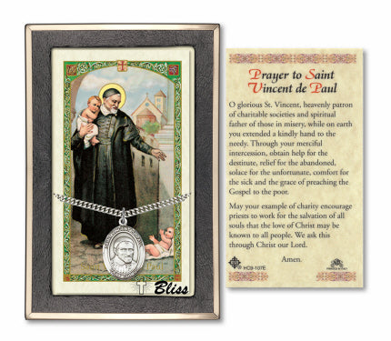 Bliss St Vincent de Paul Medal and Prayer Holy Card Gift Set