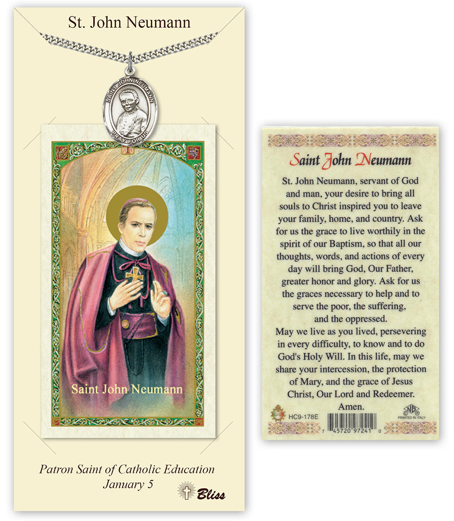 Bliss St John Neumann Medal and Prayer Holy Card Gift Set