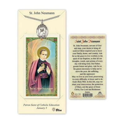 St. John Neumann Pewter 1-inch Medal with a Prayer Holy Card Gift Set, Bliss Manufacturing