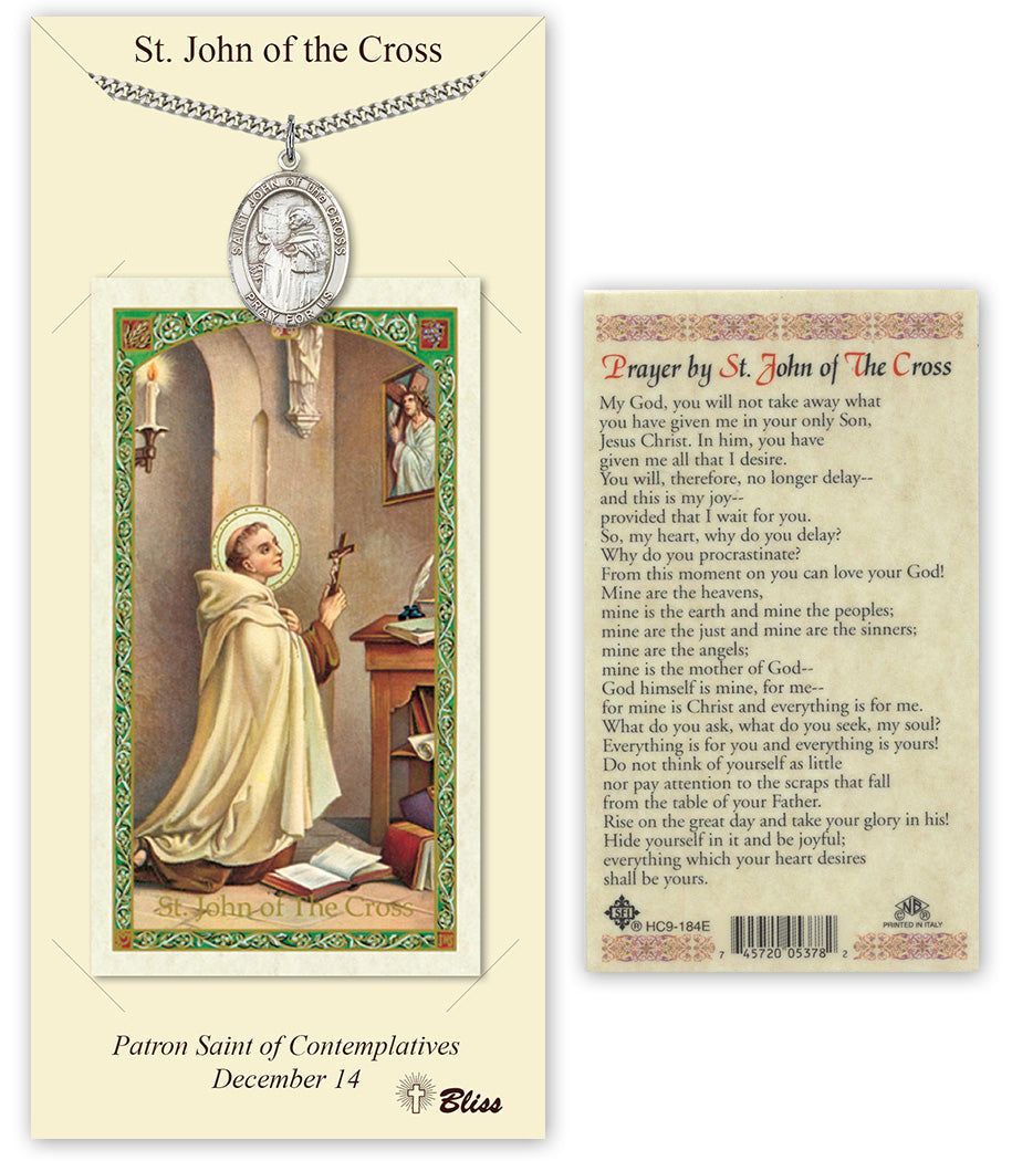 Bliss St John of the Cross Medal and Prayer Holy Card Gift Set