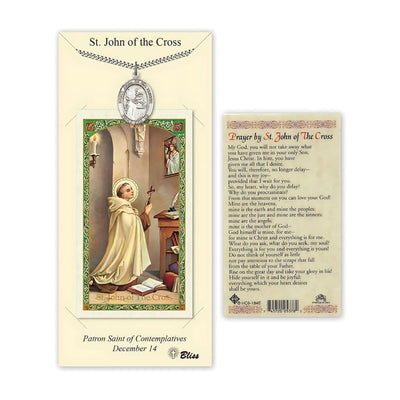 St. John of the Cross Pewter 1-inch Medal with a Prayer Holy Card Gift Set, Bliss Manufacturing