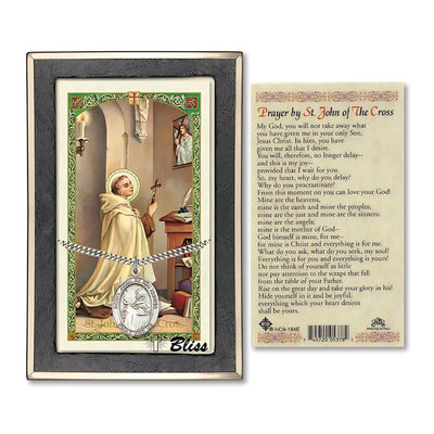 St. John of the Cross Sterling Silver 1-inch Medal with a Prayer Holy Card Gift Set, Bliss Manufacturing