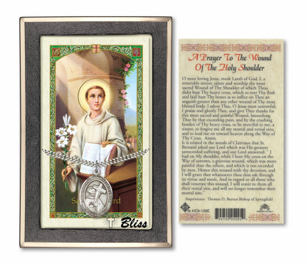 Bliss St Bernard of Clairvaux Medal and Prayer Holy Card Gift Set