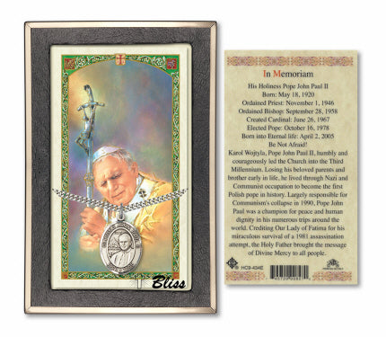 Bliss St John Paul II Medal and Prayer Holy Card Gift Set