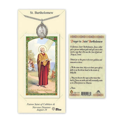 Saint Bartholomew Pewter Medal with a Holy Prayer Card Gift Set, 1-inch, Bliss Manufacturing