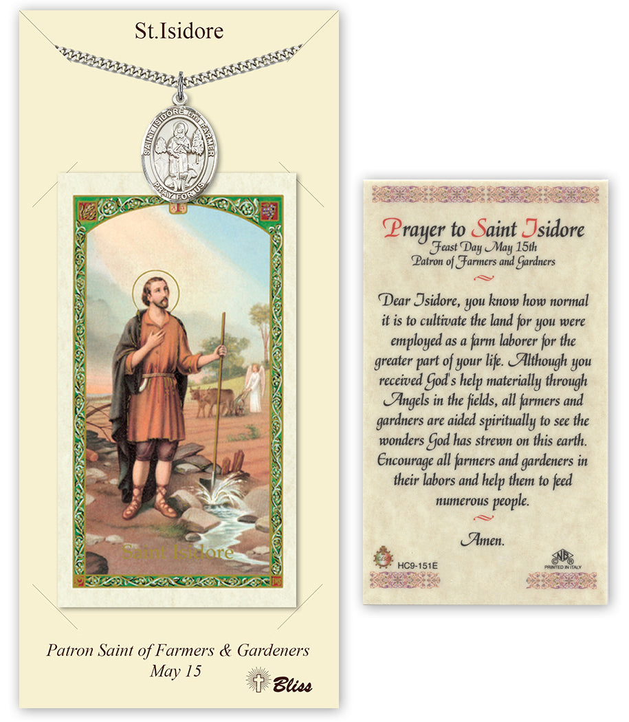 Bliss St Isidore the Farmer Medal and Prayer Holy Card Gift Set