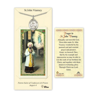 St. John Vianney Pewter 1-inch Medal with a Prayer Holy Card Gift Set, Bliss Manufacturing