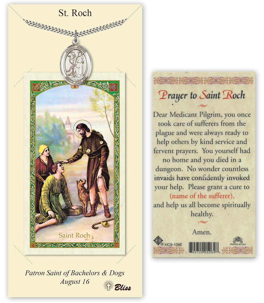 Bliss St Roch Medal and Prayer Holy Card Gift Set