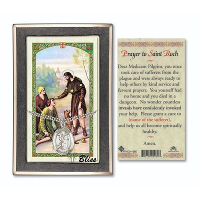 St. Roch Sterling Silver 1-inch Medal with a Prayer Holy Card Gift Set, Bliss Manufacturing