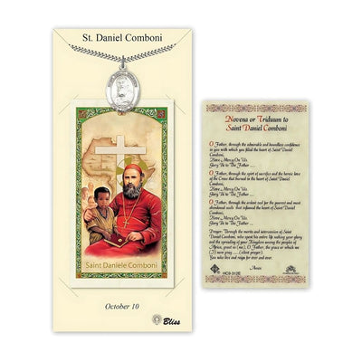 Saint Daniel Comboni Pewter Medal with a Holy Prayer Card Gift Set, 1-inch, Bliss Manufacturing