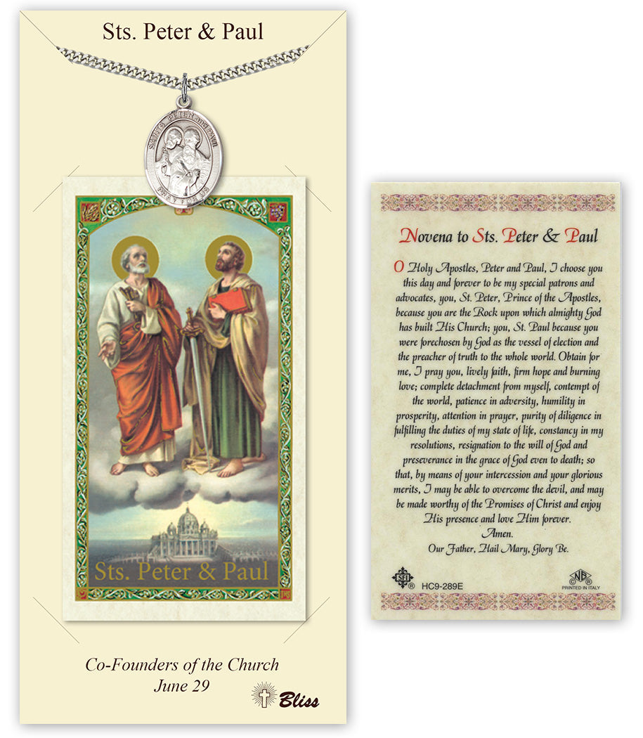 Bliss St Peter & St Paul Medal and Prayer Holy Card Gift Set