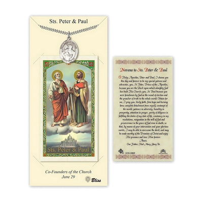 St. Peter & St. Paul Catholic Medal & Prayer Card Gift Set in Pewter, Bliss Manufacturing