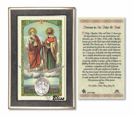 Bliss St Peter & St Paul Medal and Prayer Holy Card Gift Set