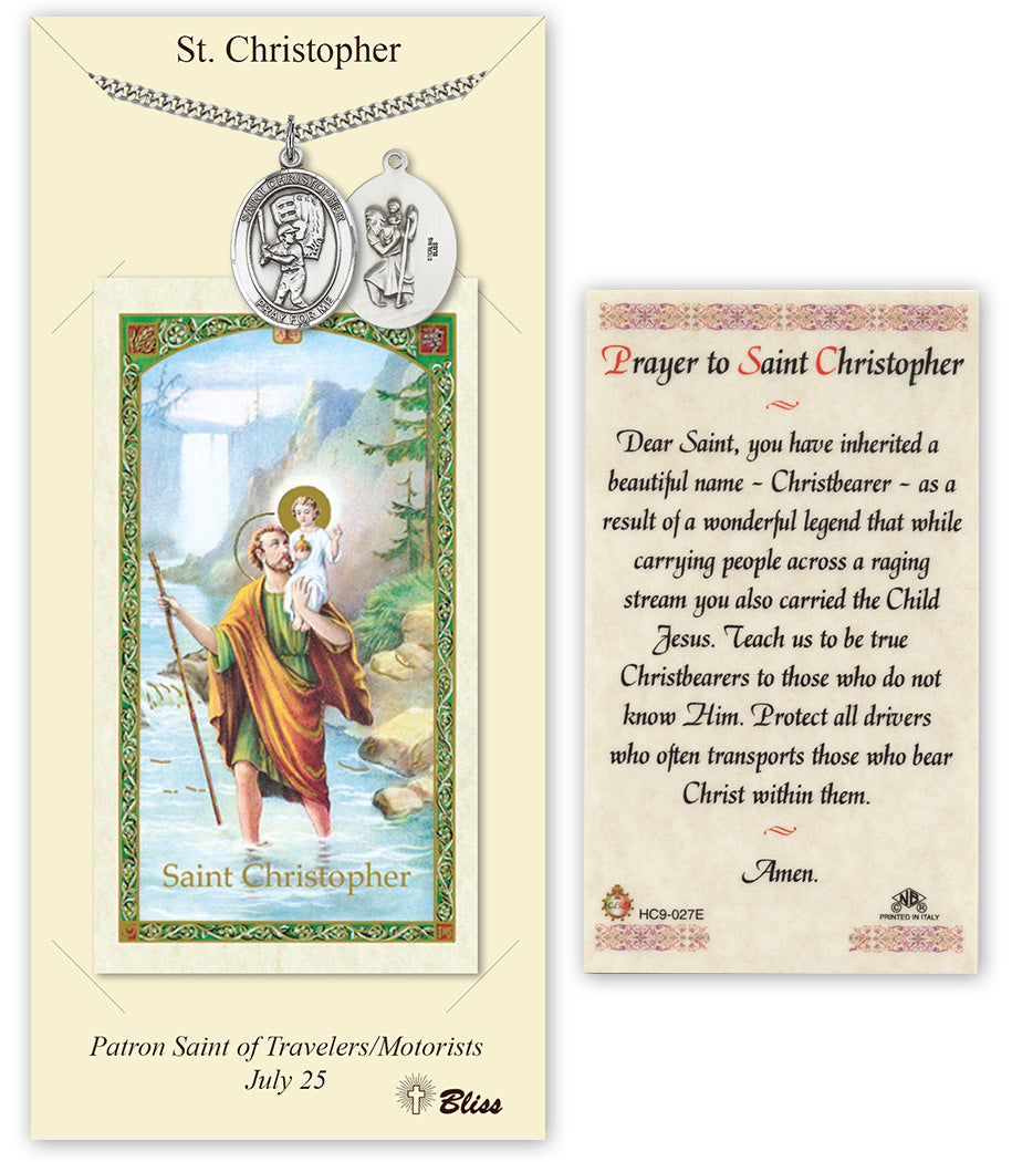 Bliss St Christopher Baseball Medal and Prayer Holy Card Gift Set