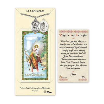Saint Christopher Baseball Pewter Medal with a Prayer Holy Card Gift Set, 1-inch, Bliss Manufacturing