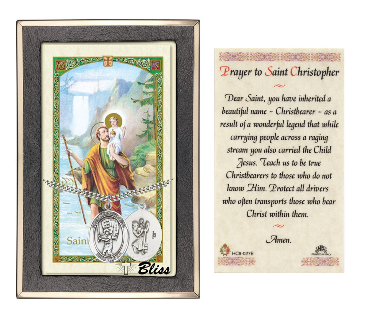 Bliss St Christopher Baseball Medal and Prayer Holy Card Gift Set