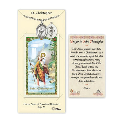 Saint Christopher Softball Pewter Medal with a Prayer Holy Card Gift Set, 1-inch, Bliss Manufacturing