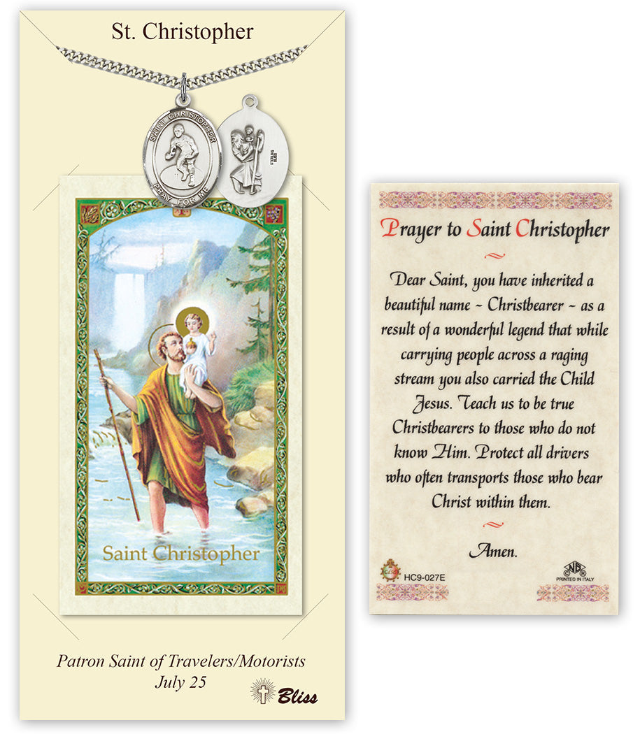 Bliss St Christopher Wrestling Medal and Prayer Holy Card Gift Set