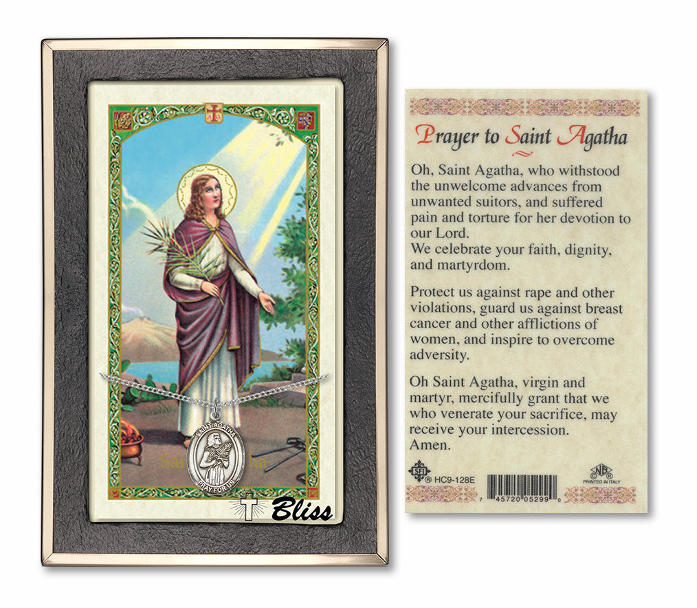 Bliss St Agatha Medal and Prayer Holy Card Gift Set