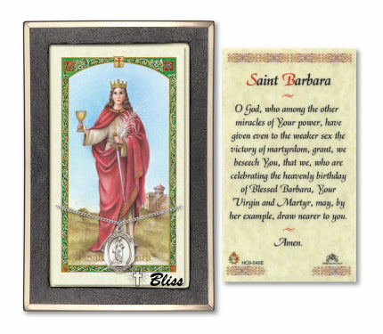 Bliss St Barbara Medal and Prayer Holy Card Gift Set