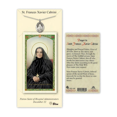 St Frances Cabrini Pewter Medal 3/4-inch and Prayer Holy Card Gift Set, Bliss Manufacturing