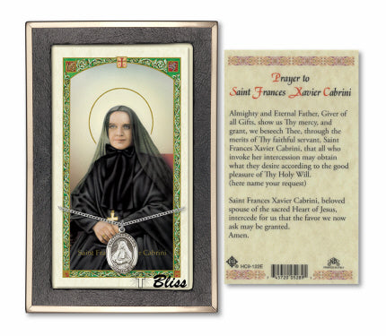 Bliss St Frances Cabrini Medal and Prayer Holy Card Gift Set