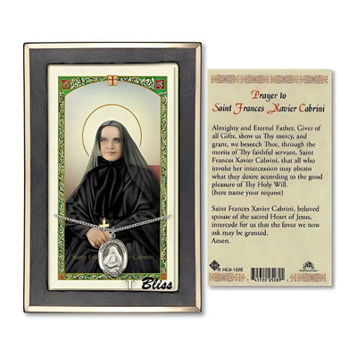 St Frances Cabrini Sterling Silver Medal 3/4-inch and Prayer Holy Card Gift Set, Bliss Manufacturing