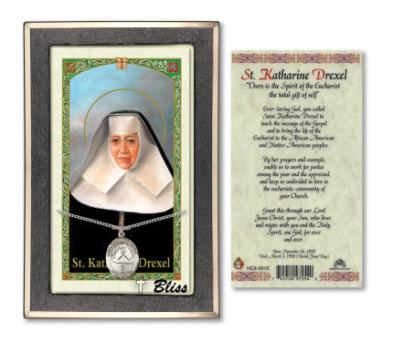 Bliss St Katharine Drexel Medal and Prayer Holy Card Gift Set