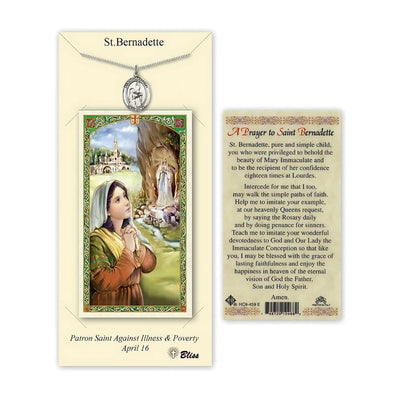 St Bernadette Pewter Medal 3/4-inch and Prayer Holy Card Gift Set, Bliss Manufacturing
