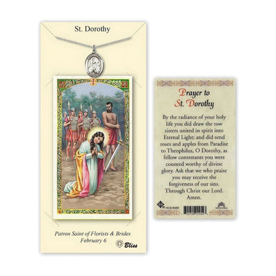 St Dorothy Pewter Medal 3/4-inch and Prayer Holy Card Gift Set, Bliss Manufacturing