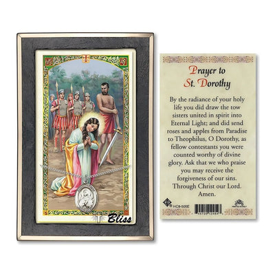 St Dorothy Sterling Silver Medal 3/4-inch and Prayer Holy Card Gift Set, Bliss Manufacturing
