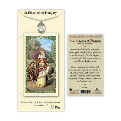 St Elizabeth of Hungary Pewter Medal 3/4-inch and Prayer Holy Card Gift Set, Bliss Manufacturing