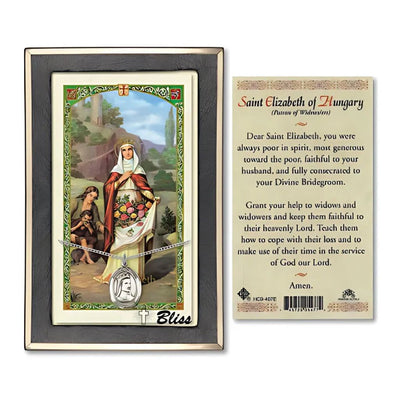 St Elizabeth of Hungary Sterling Silver Medal 3/4-inch and Prayer Holy Card Gift Set, Bliss Manufacturing