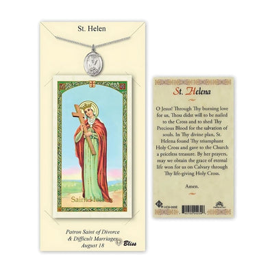 St Helen Pewter Medal 3/4-inch and Prayer Holy Card Gift Set, Bliss Manufacturing