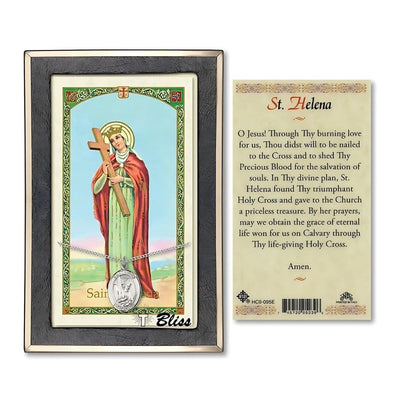 St Helen Sterling Silver Medal 3/4-inch and Prayer Holy Card Gift Set, Bliss Manufacturing