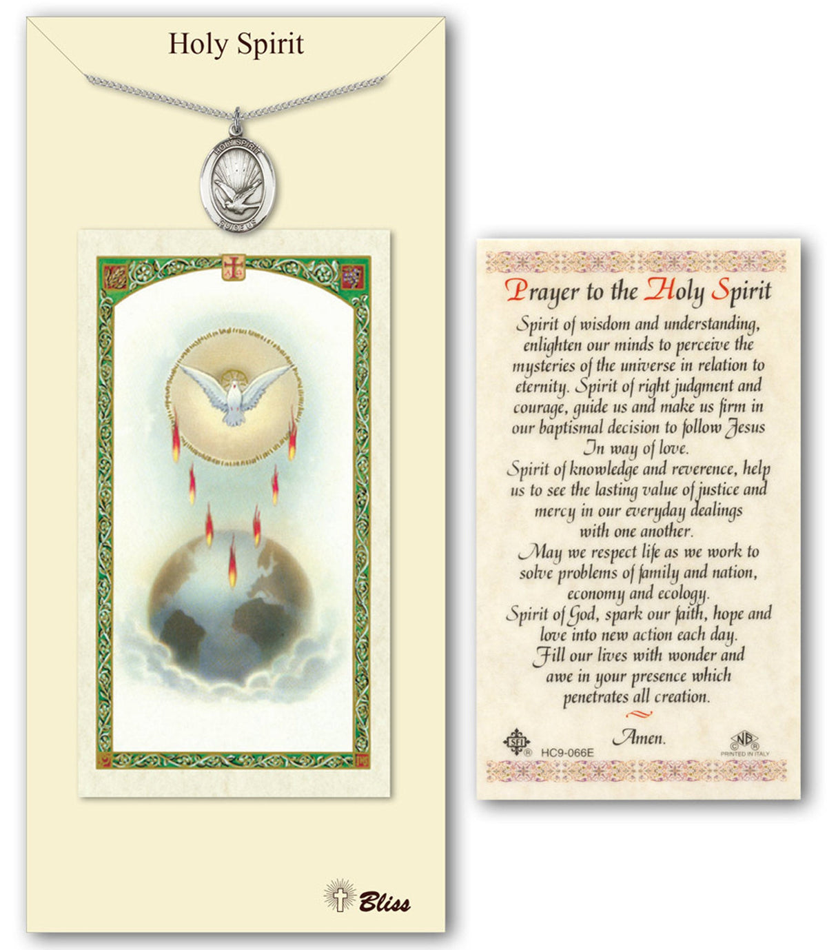 Bliss Holy Spirit Medal and Prayer Holy Card Gift Set