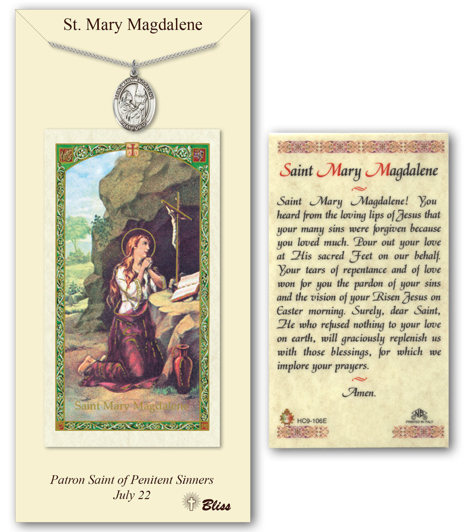 Bliss St Mary Magdalene Medal and Prayer Holy Card Gift Set