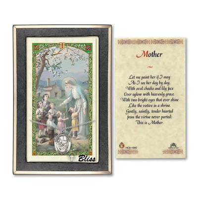 St. Mary Magdalene Sterling Silver Medal 3/4-inch and Mother Prayer Holy Card Gift Set, Bliss Manufacturing