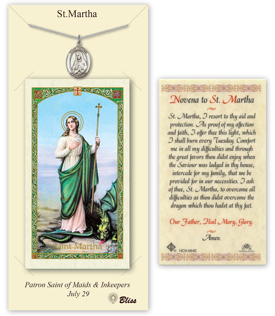 Bliss St Martha Medal and Prayer Holy Card Gift Set