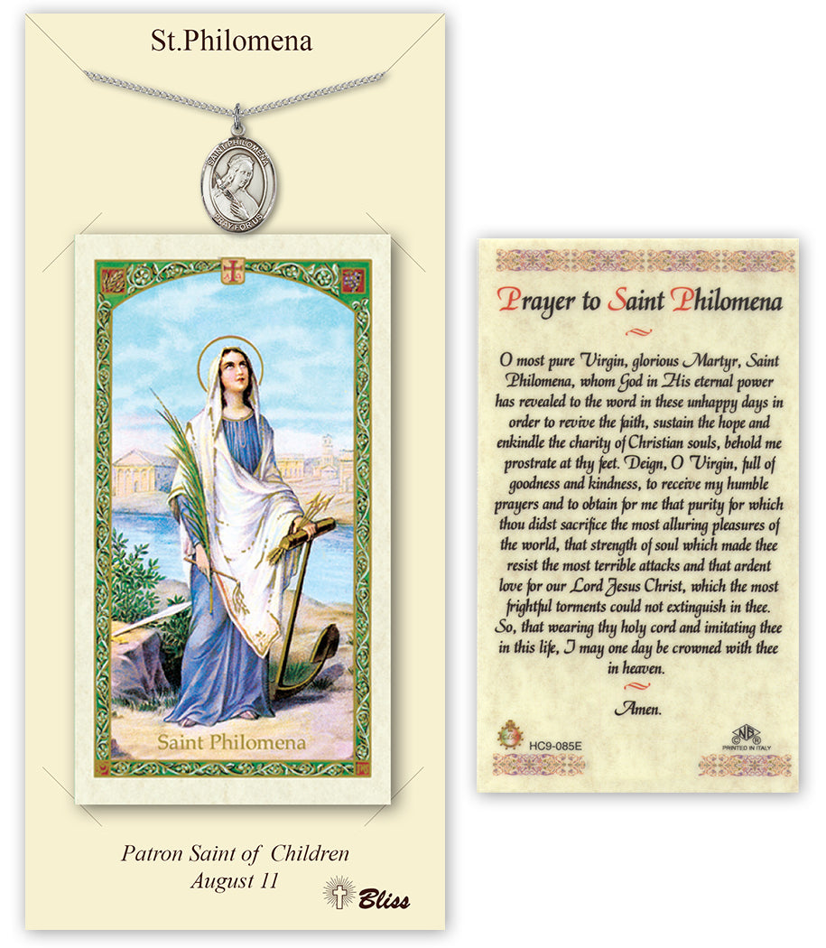 Bliss St Philomena Medal and Prayer Holy Card Gift Set