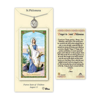 St Philomena Pewter Medal 3/4-inch and Prayer Holy Card Gift Set, Bliss Manufacturing