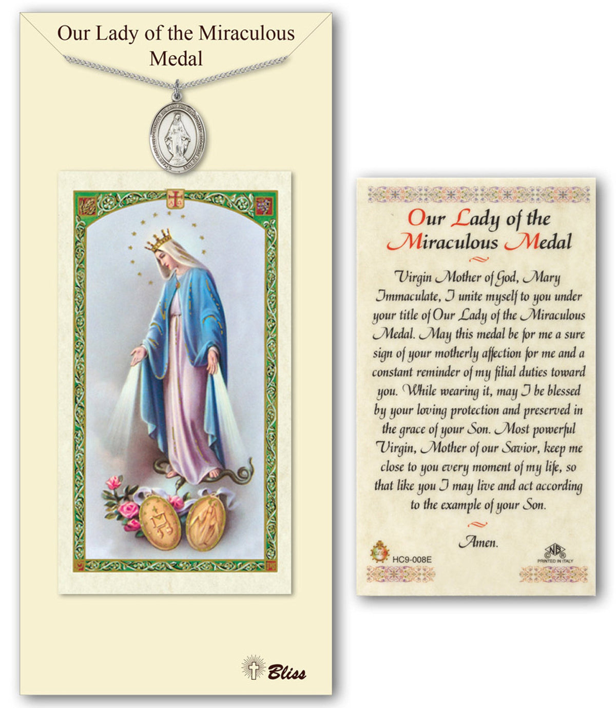 Bliss Miraculous Medal and Prayer Holy Card Gift Set