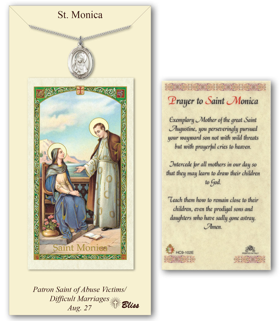 Bliss St Monica Medal and Prayer Holy Card Gift Set