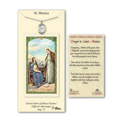 St Monica Pewter Medal 3/4-inch and Prayer Holy Card Gift Set, Bliss Manufacturing