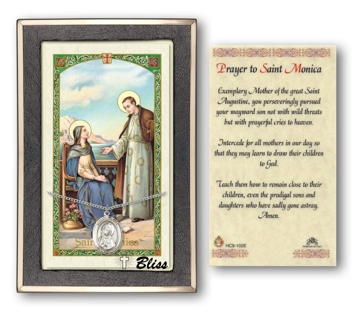 Bliss St Monica Medal and Prayer Holy Card Gift Set